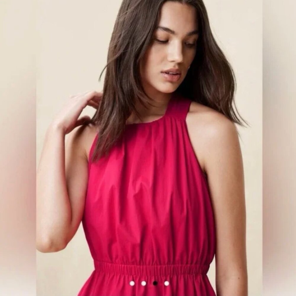 Banana Republic BUBBLE-HEM TAFFETA MIDI DRESS Small